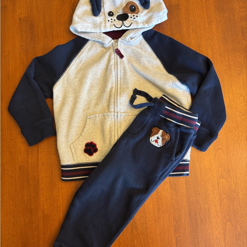 Gymboree Navy and Gray Bulldog Hoodie Set